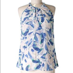 Cynthia Rowley Blue Floral 100% Silk Top